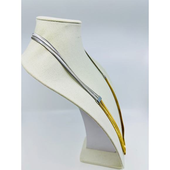 Ann Taylor LOFT Necklace Layered Chain Mixed Tone Modernist Jewelry - Picture 6 of 9